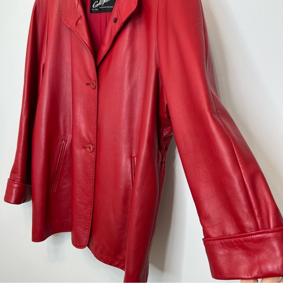 Carl W. Herrmann Pittsburgh Lyn Vintage Red Leather Cinch Waist Coat Women’s 10 - Picture 7 of 17